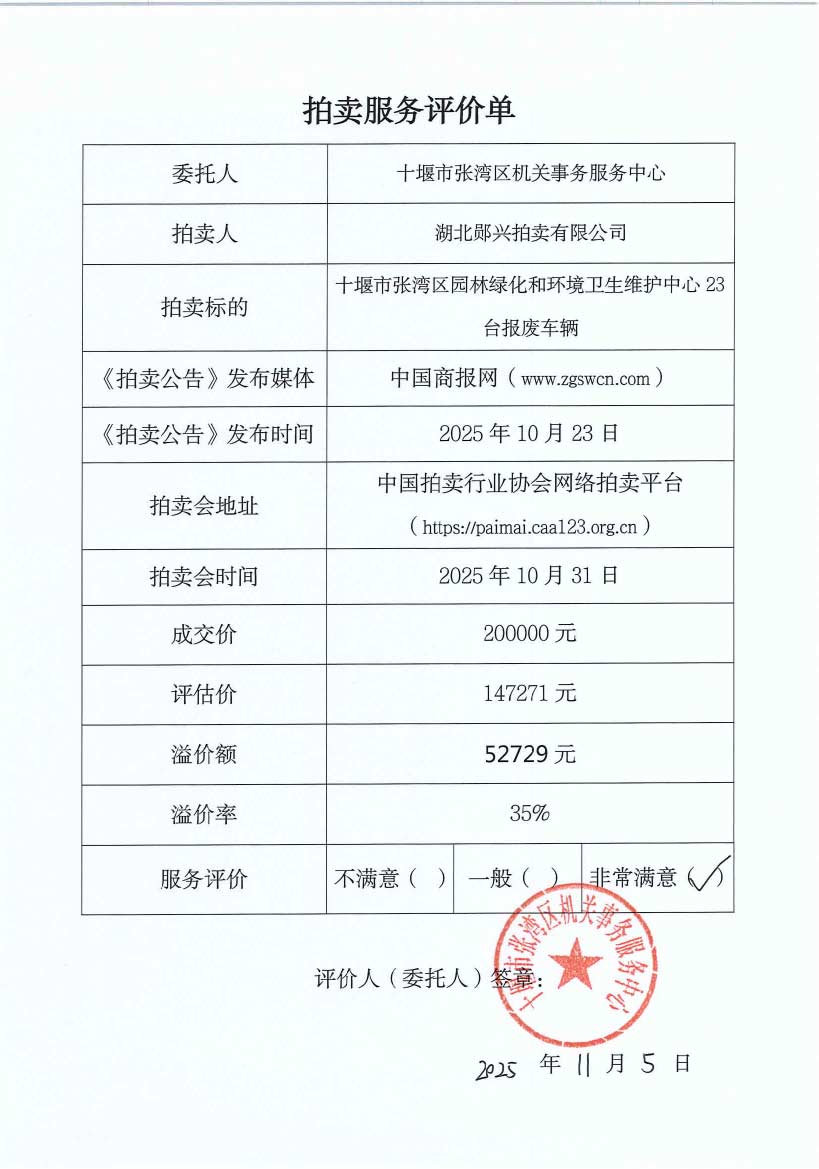 十堰市張灣區(qū)機(jī)關(guān)事務(wù)服務(wù)中心評(píng)價(jià)單